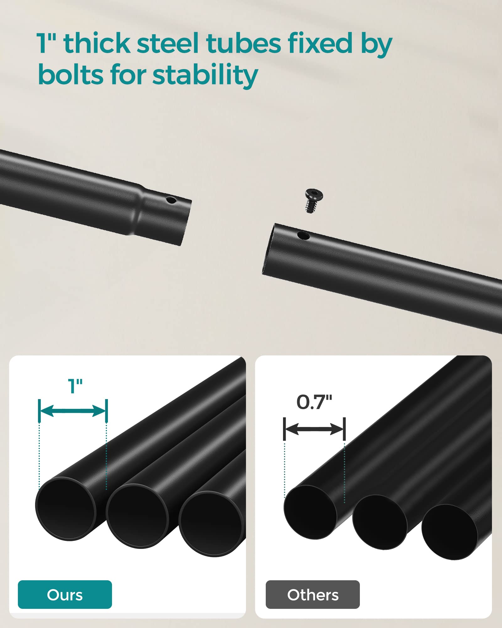 Foto 6 pulgar | Perchero Songmics De Doble Varilla Con Ruedas De 100 Kg De Capacidad, Negro - Venta Internacional.