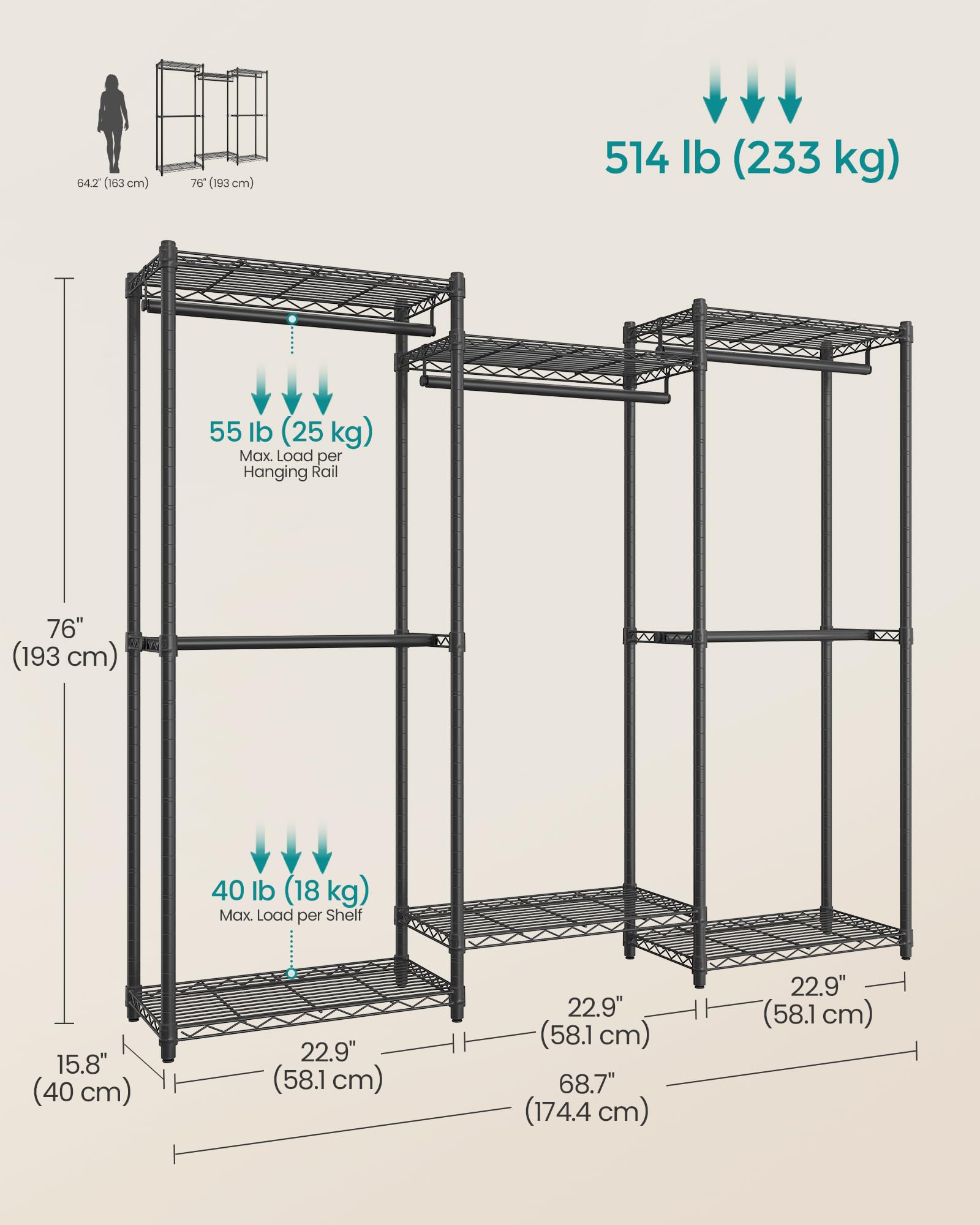 Foto 6 | Perchero Portátil Para Ropa Resistente Songmics Ulgr433b01 - Venta Internacional.