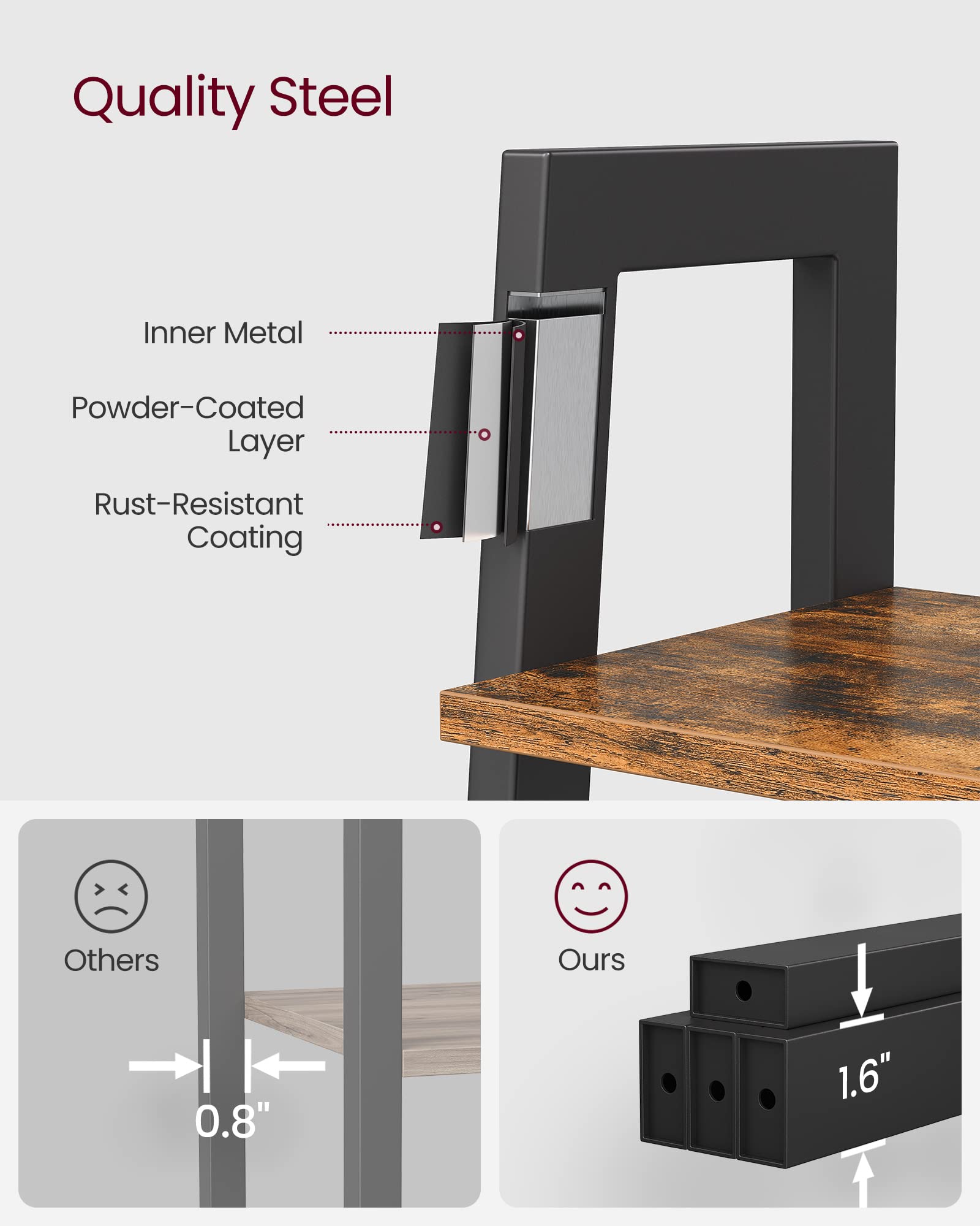 Foto 6 pulgar | Ladder Shelf Vasagle Ulls44x - Estantería Para Libros De 4 Niveles