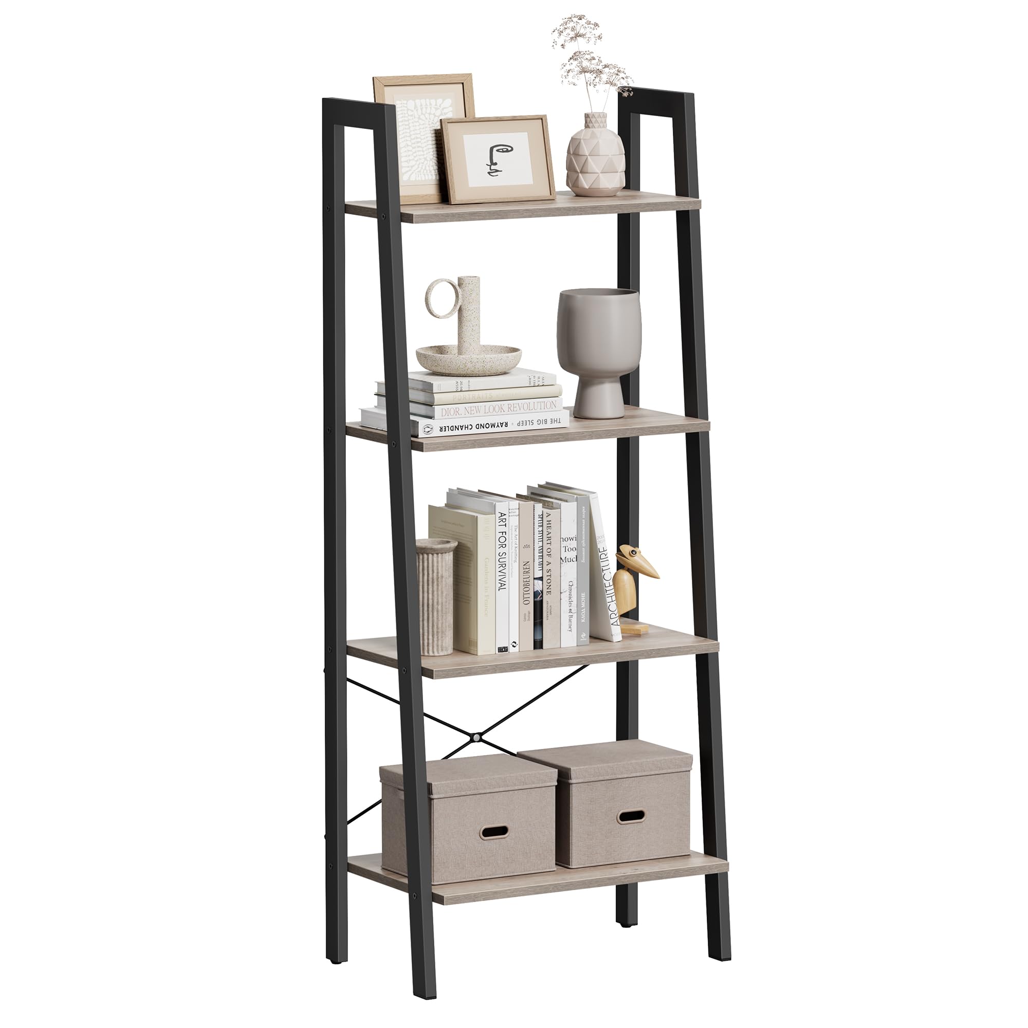 Ladder Shelf Vasagle - Estantería Para Libros De 4 Niveles, Color Gris