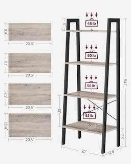 Foto 4 | Ladder Shelf Vasagle - Estantería Para Libros De 4 Niveles, Color Gris