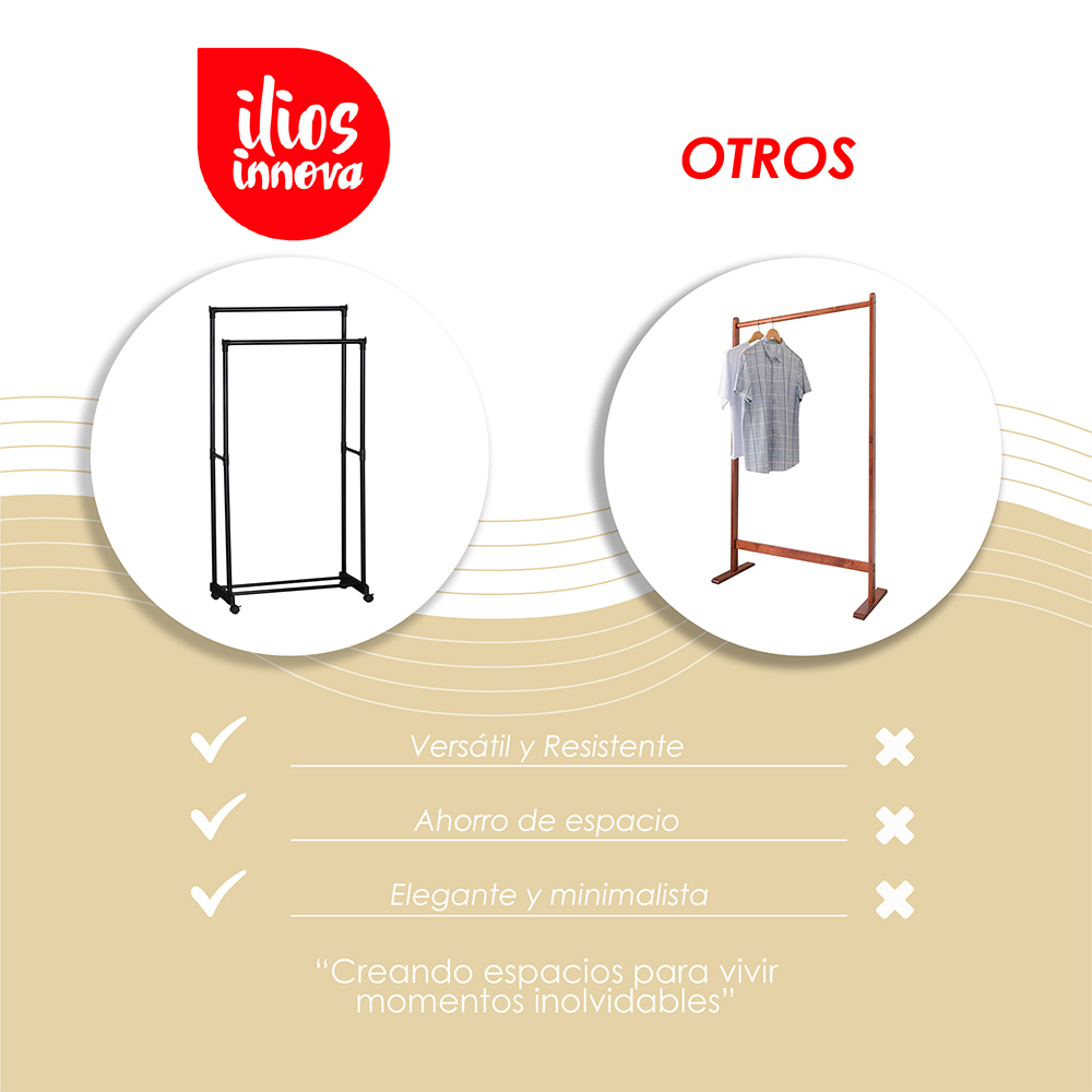 Foto 8 | Ilios Innova | Perchero Doble Con Ruedas Y Zapatero Diseño Moderno