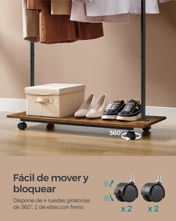 Foto 7 | Songmics Perchero Con Ruedas