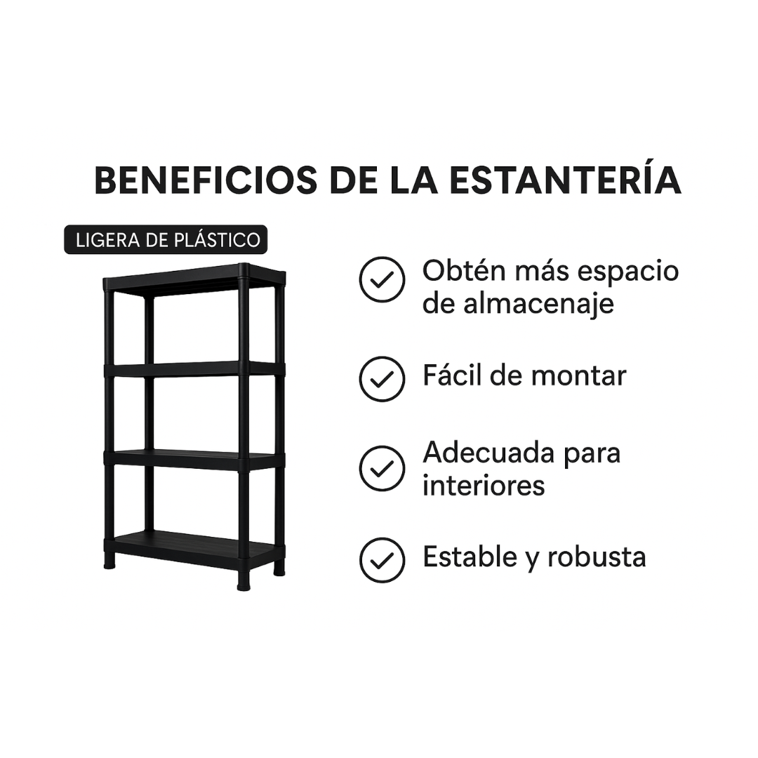 Foto 5 | Estanteria Organizador De 4 Pisos Negro