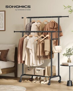 Foto 2 | Songmics Burro Para Ropa, Perchero Extensible, 50x(83-120)x156 Cm, Con Ruedas, Carga 80 Kg, Negro.