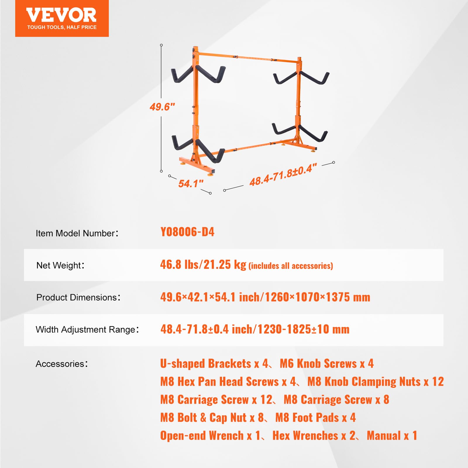 Foto 7 | Estante De Almacenamiento De Kayaks Vevor Independiente Para 4 Kayaks Y Canoas - Venta Internacional.