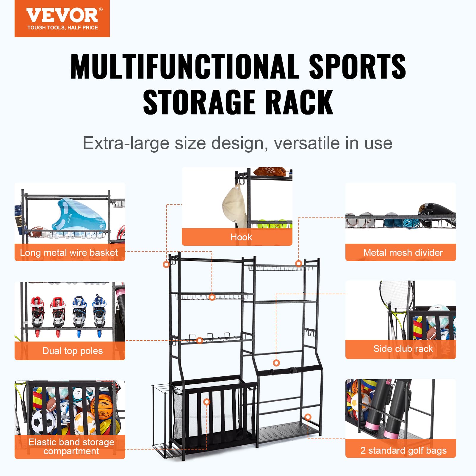 Foto 3 pulgar | Organizador De Garaje Vevor Golf Storage Para 2 Bolsas De Golf - Venta Internacional.