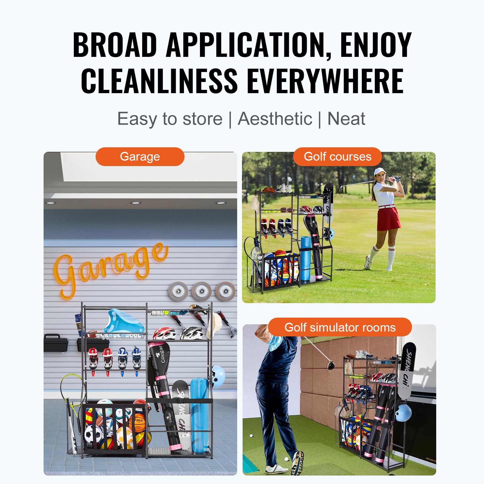 Foto 6 | Organizador De Garaje Vevor Golf Storage Para 2 Bolsas De Golf - Venta Internacional.