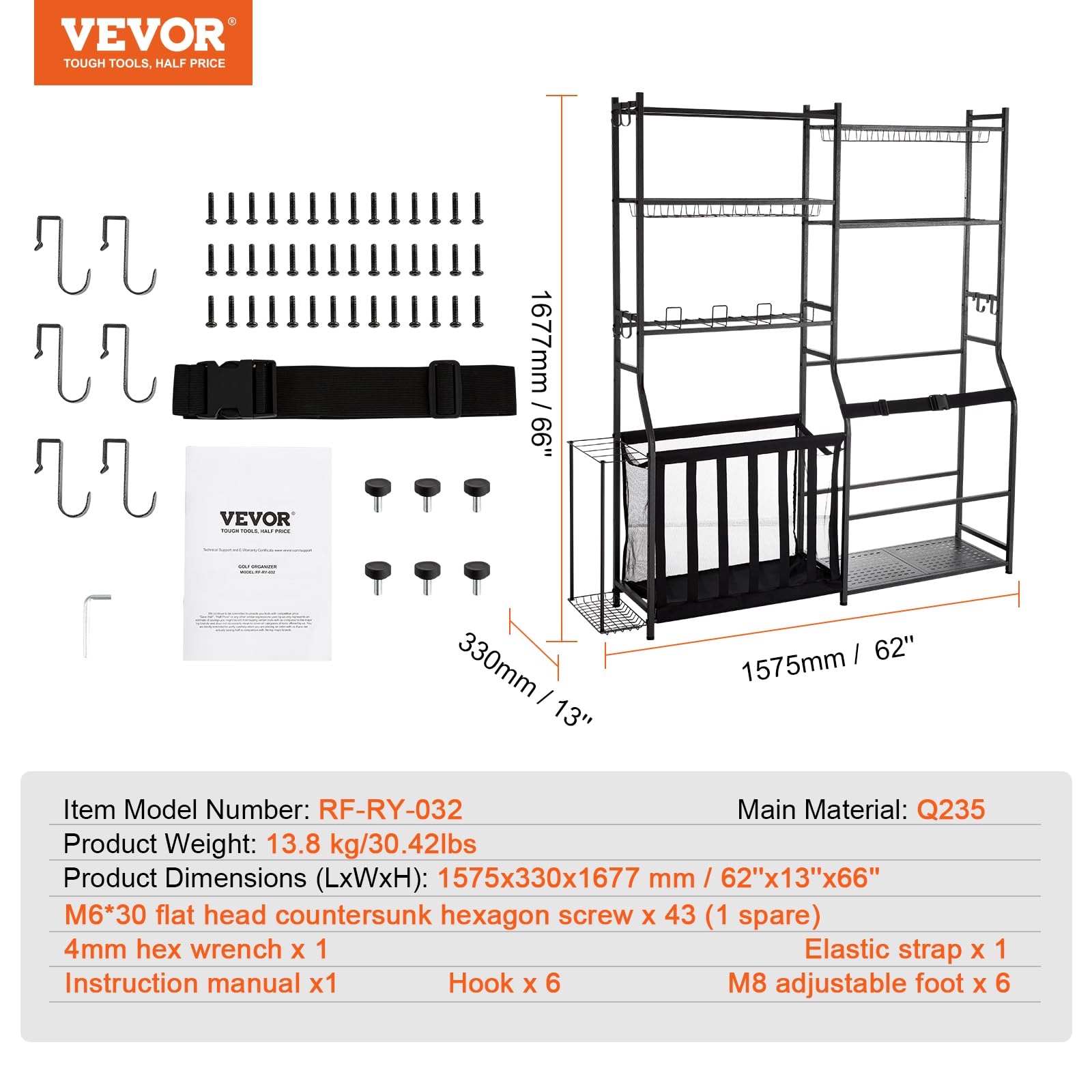 Foto 8 pulgar | Organizador De Garaje Vevor Golf Storage Para 2 Bolsas De Golf - Venta Internacional.