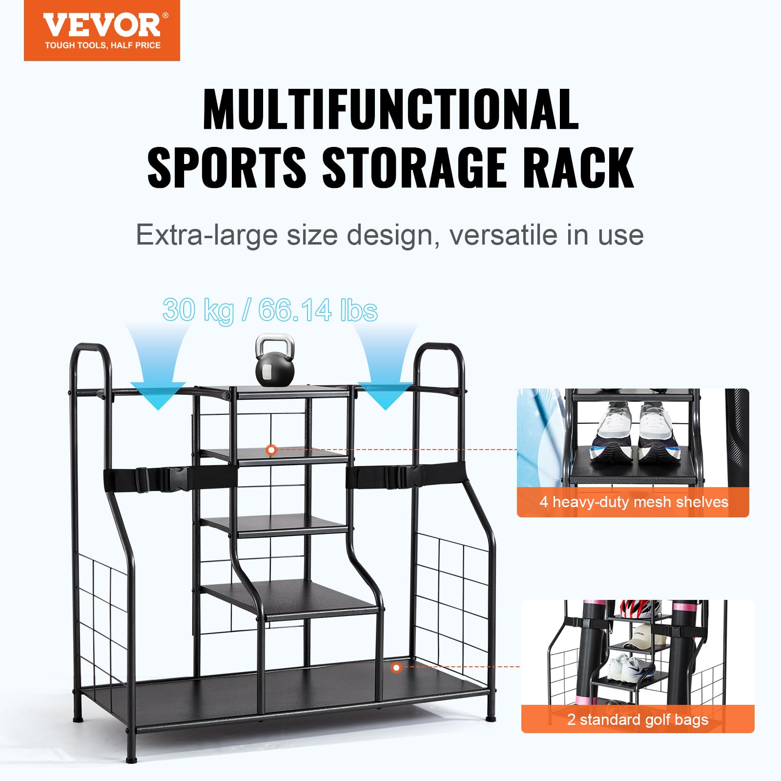 Foto 3 pulgar | Organizador De Garaje Para Almacenamiento De Golf Vevor Para 2 Bolsas De Golf - Venta Internacional.
