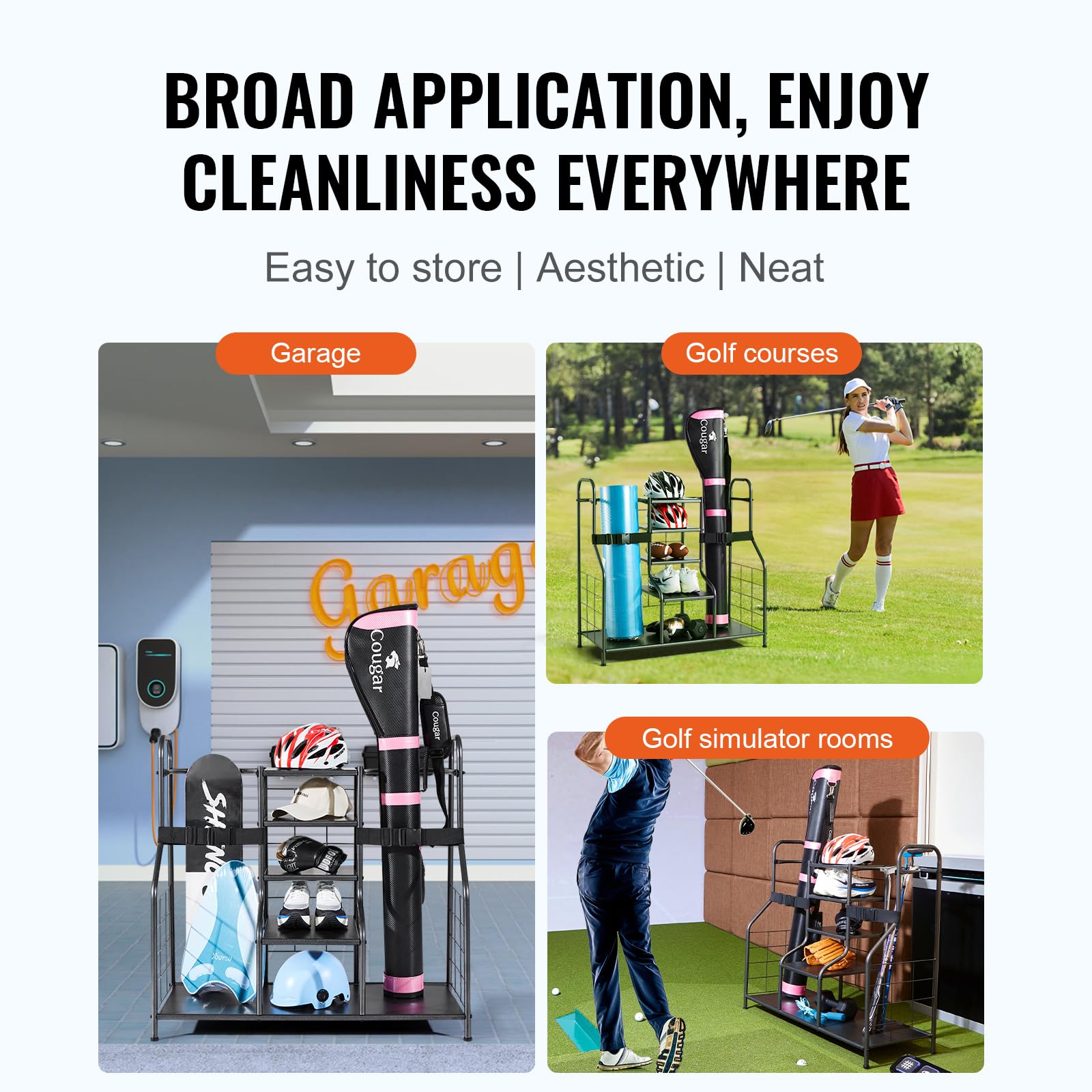 Foto 7 pulgar | Organizador De Garaje Para Almacenamiento De Golf Vevor Para 2 Bolsas De Golf - Venta Internacional.