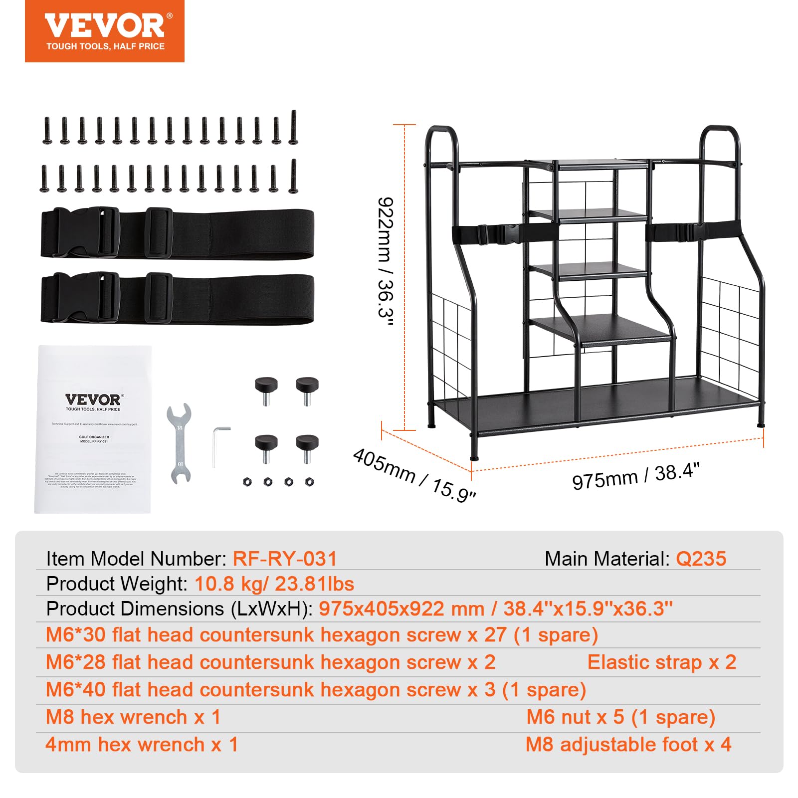 Foto 8 pulgar | Organizador De Garaje Para Almacenamiento De Golf Vevor Para 2 Bolsas De Golf - Venta Internacional.