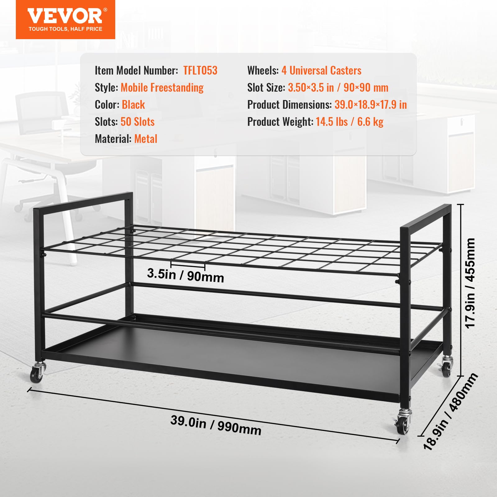 Foto 7 | Estante De Almacenamiento Blueprint Vevor De 50 Ranuras Con Ruedas De Metal - Venta Internacional.