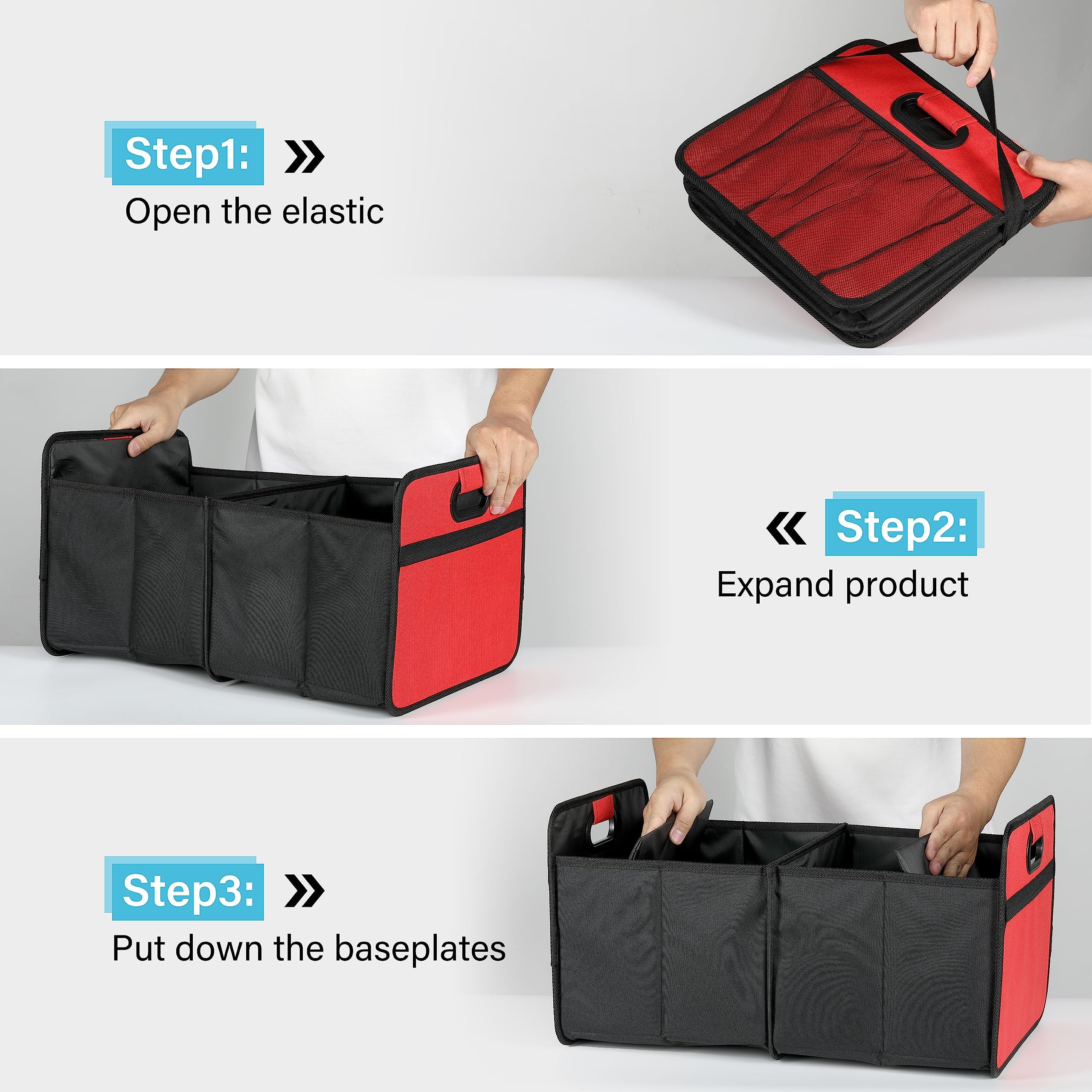 Foto 3 | Organizador De Maletero De Coche Simple Deluxe Con 2 Compartimentos, Color Rojo, Paquete De 2 - Venta Internacional.
