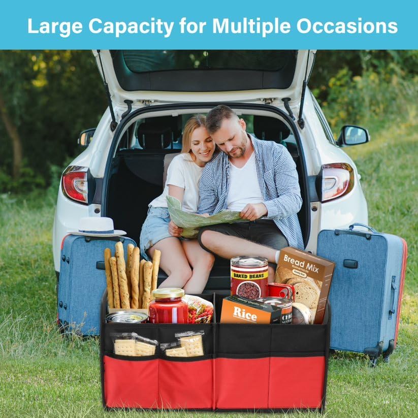 Foto 6 | Organizador De Maletero De Coche Simple Deluxe Con 2 Compartimentos, Color Rojo, Paquete De 2 - Venta Internacional.