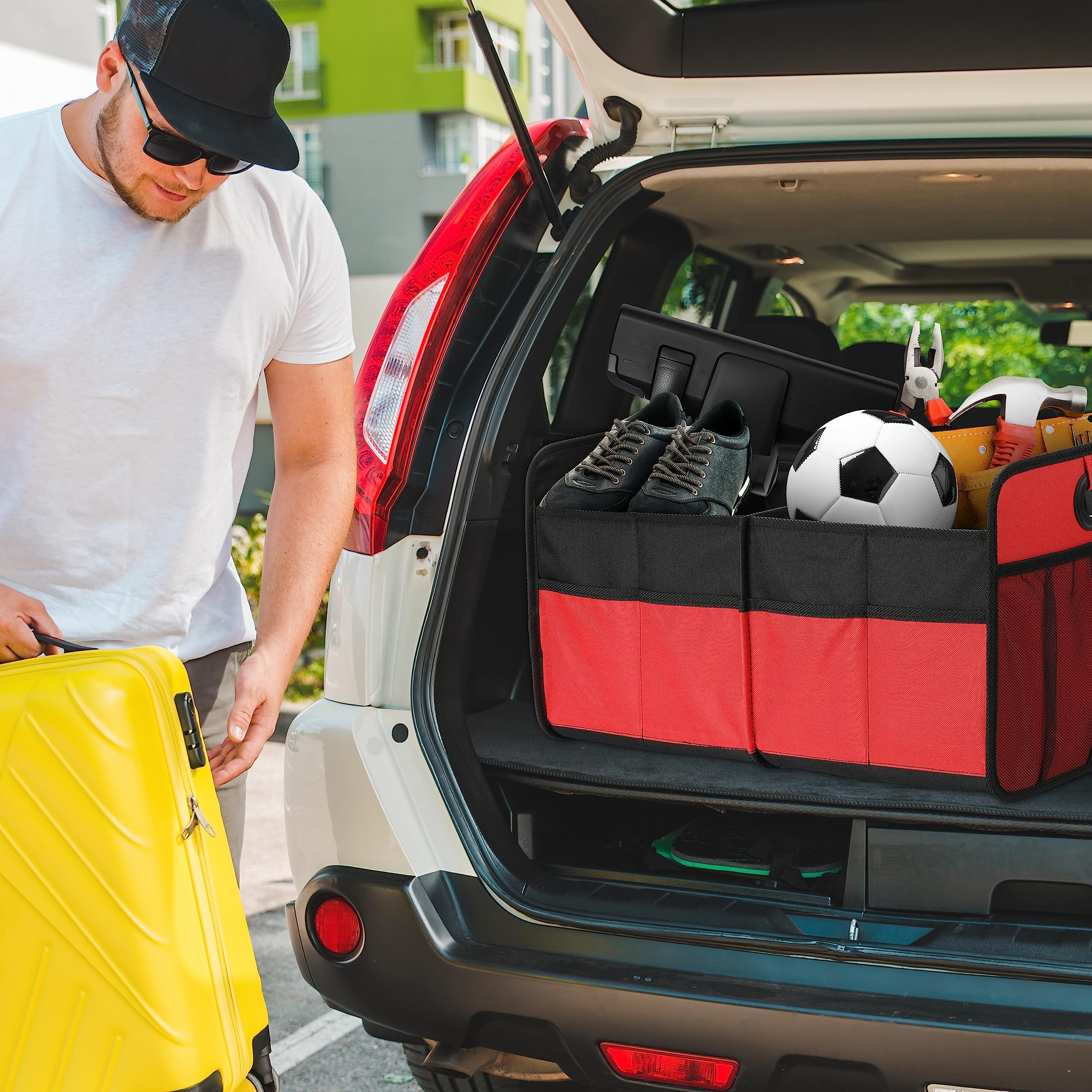 Foto 7 | Organizador De Maletero De Coche Simple Deluxe Con 2 Compartimentos, Color Rojo, Paquete De 2 - Venta Internacional.
