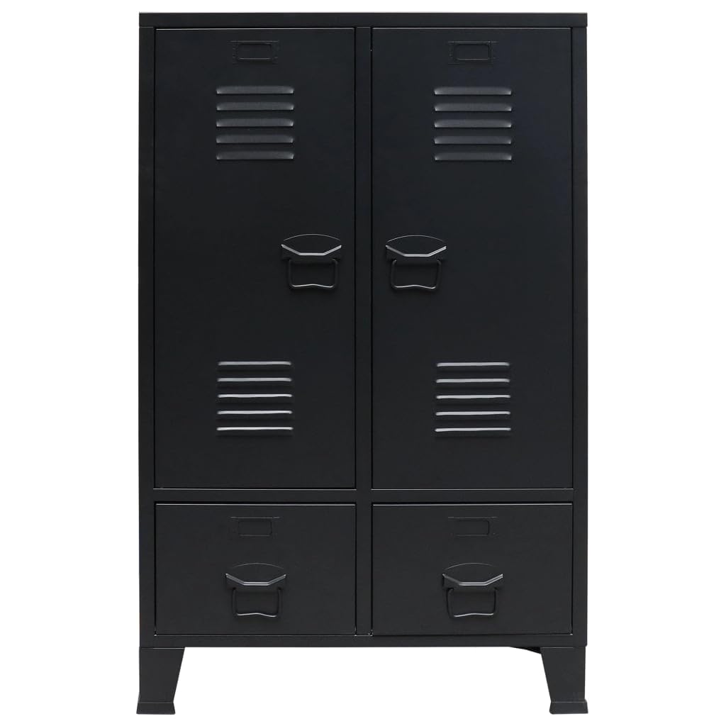 Foto 2 | Armario Vidaxl De Metal Negro De Estilo Industrial Con Estantes Y Guardarropa - Venta Internacional.