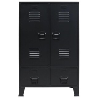 Foto 2 | Armario Vidaxl De Metal Negro De Estilo Industrial Con Estantes Y Guardarropa - Venta Internacional.