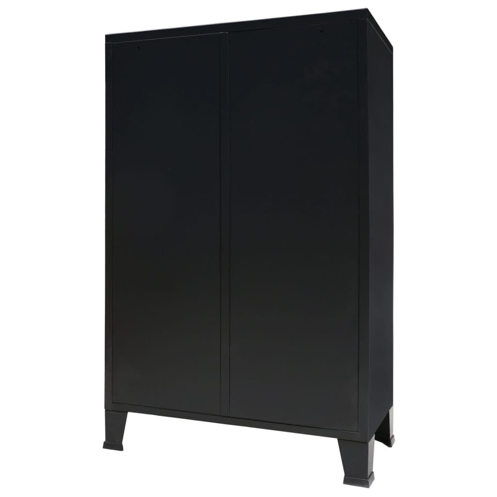 Foto 3 | Armario Vidaxl De Metal Negro De Estilo Industrial Con Estantes Y Guardarropa - Venta Internacional.
