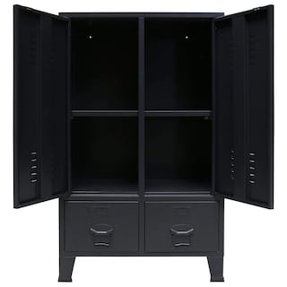 Foto 4 | Armario Vidaxl De Metal Negro De Estilo Industrial Con Estantes Y Guardarropa - Venta Internacional.