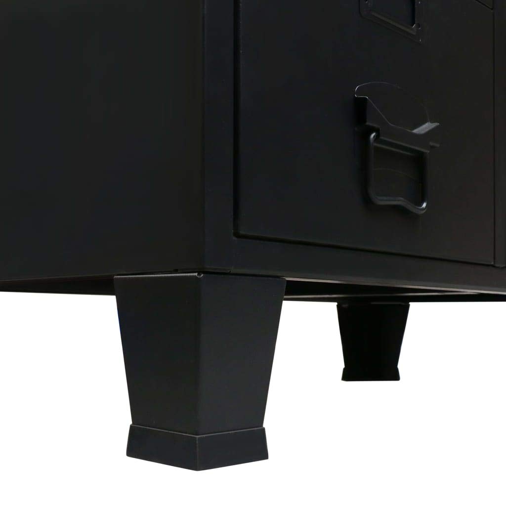 Foto 5 | Armario Vidaxl De Metal Negro De Estilo Industrial Con Estantes Y Guardarropa - Venta Internacional.