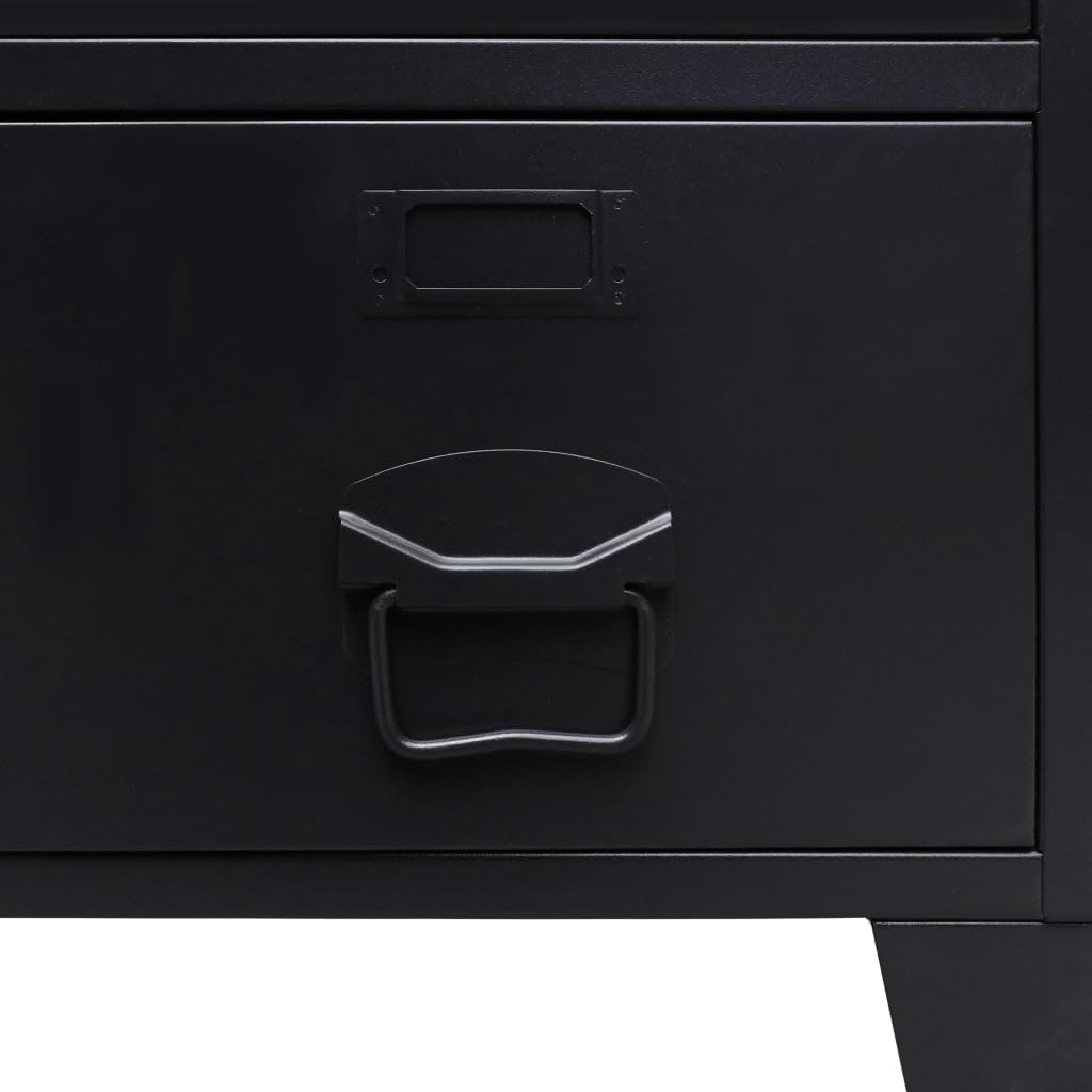 Foto 7 | Armario Vidaxl De Metal Negro De Estilo Industrial Con Estantes Y Guardarropa - Venta Internacional.
