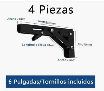 Foto 2 | Mensula Xtellar Soporte Abatible Plegable Repisa Acero 15cm 4 Piezas