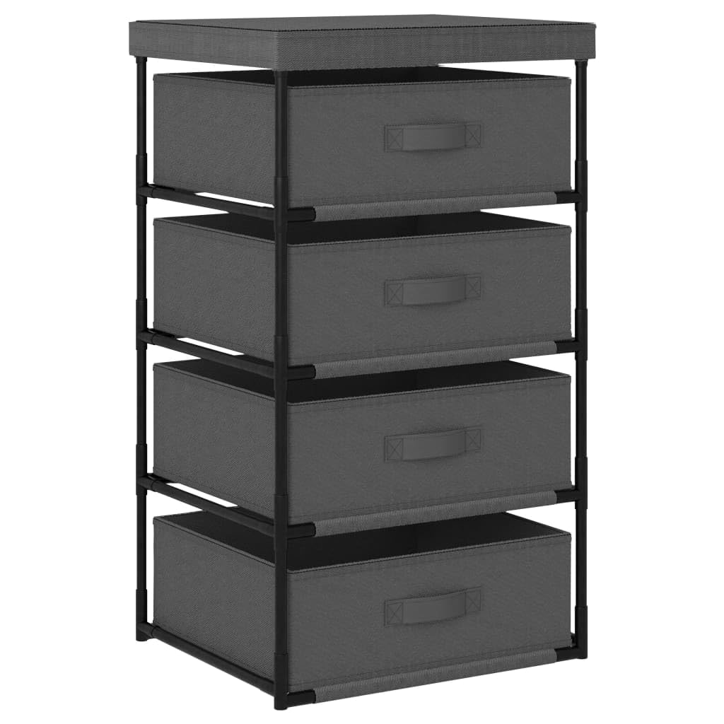 Estante De Almacenamiento Moderno Vidaxl Con 4 Cestas De Acero Gris Con Tela - Venta Internacional.