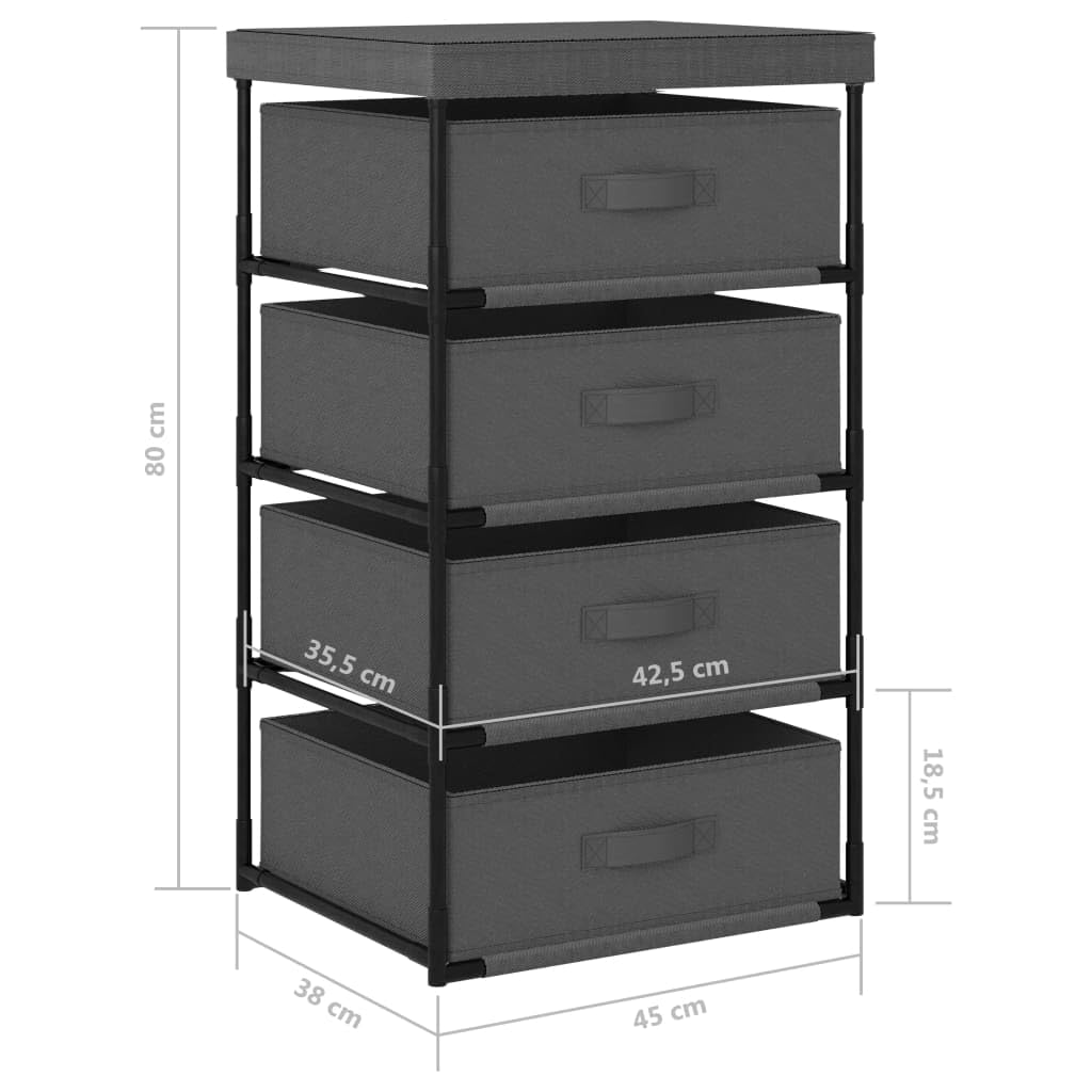 Foto 5 pulgar | Estante De Almacenamiento Moderno Vidaxl Con 4 Cestas De Acero Gris Con Tela - Venta Internacional.