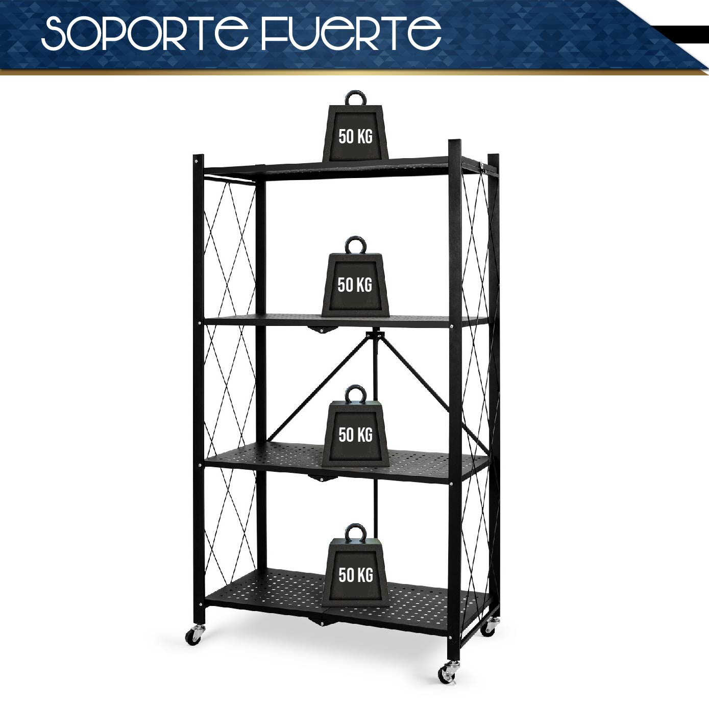 Foto 6 | Estante Metálico Plegable Chic Fantasy JH-609 color Negro 4 Niveles