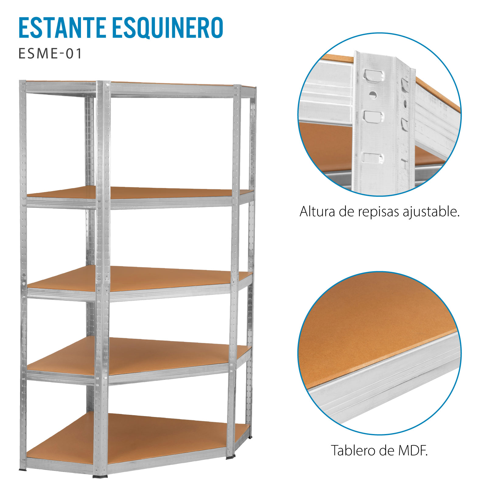 Foto 6 | Estante Multiusos Onof Esme-01 Rack Metálico 5 Niveles color Gris