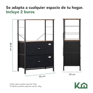 Foto 5 | Set 2 Pzas Cómoda Cajonera Mesa De Noche Con Estante Cajones