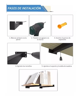 Foto 2 | Soporte para Repisas Flotante Acero Mensula 25 Cm 4 Piezas Negro