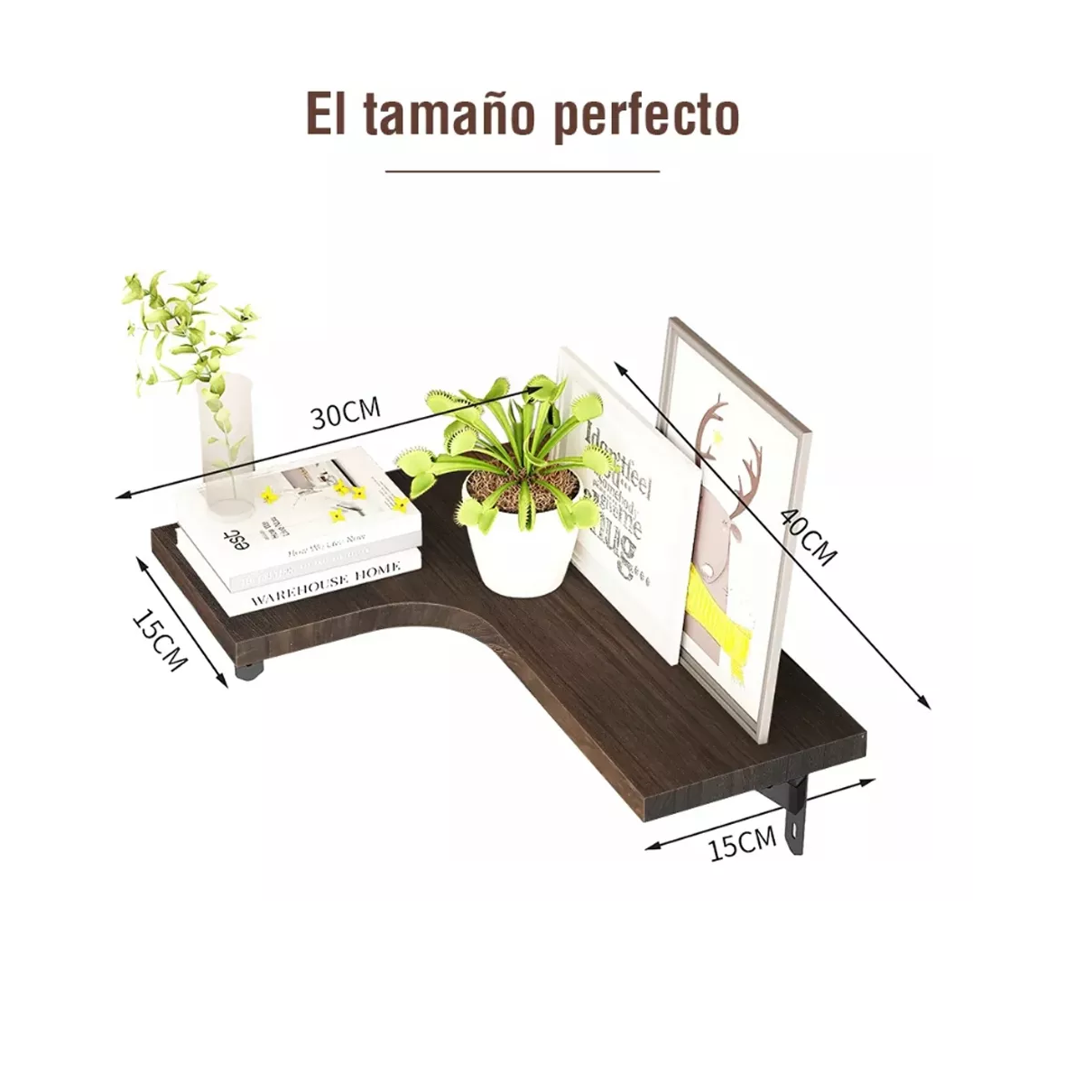 Foto 3 pulgar | 3 Uds Repisas De Madera Para Dormitorio Cocina Baño Eo Safe Imports Esi-17184 Marron