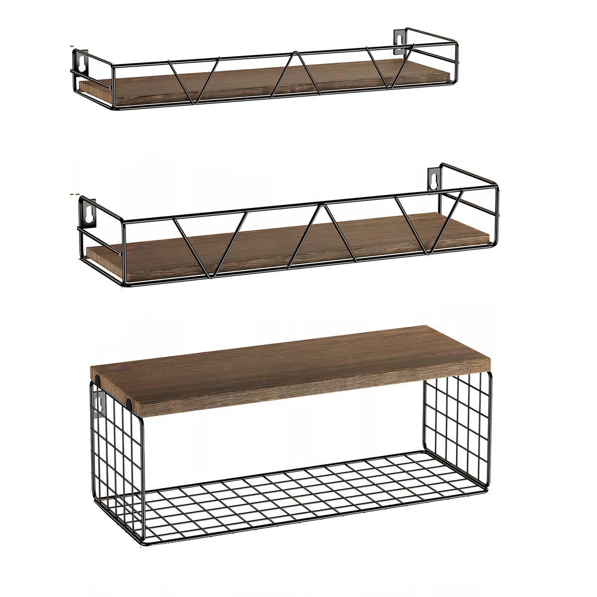 3 Uds Estantes Flotantes Baño Y Dormitorio Eo Safe Imports Esi-17181 Marron