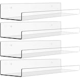 Set 4 Estanterías De Acrílico Para Libros Dormitorio Baño Eo Safe Imports Esi-17183 Transparente