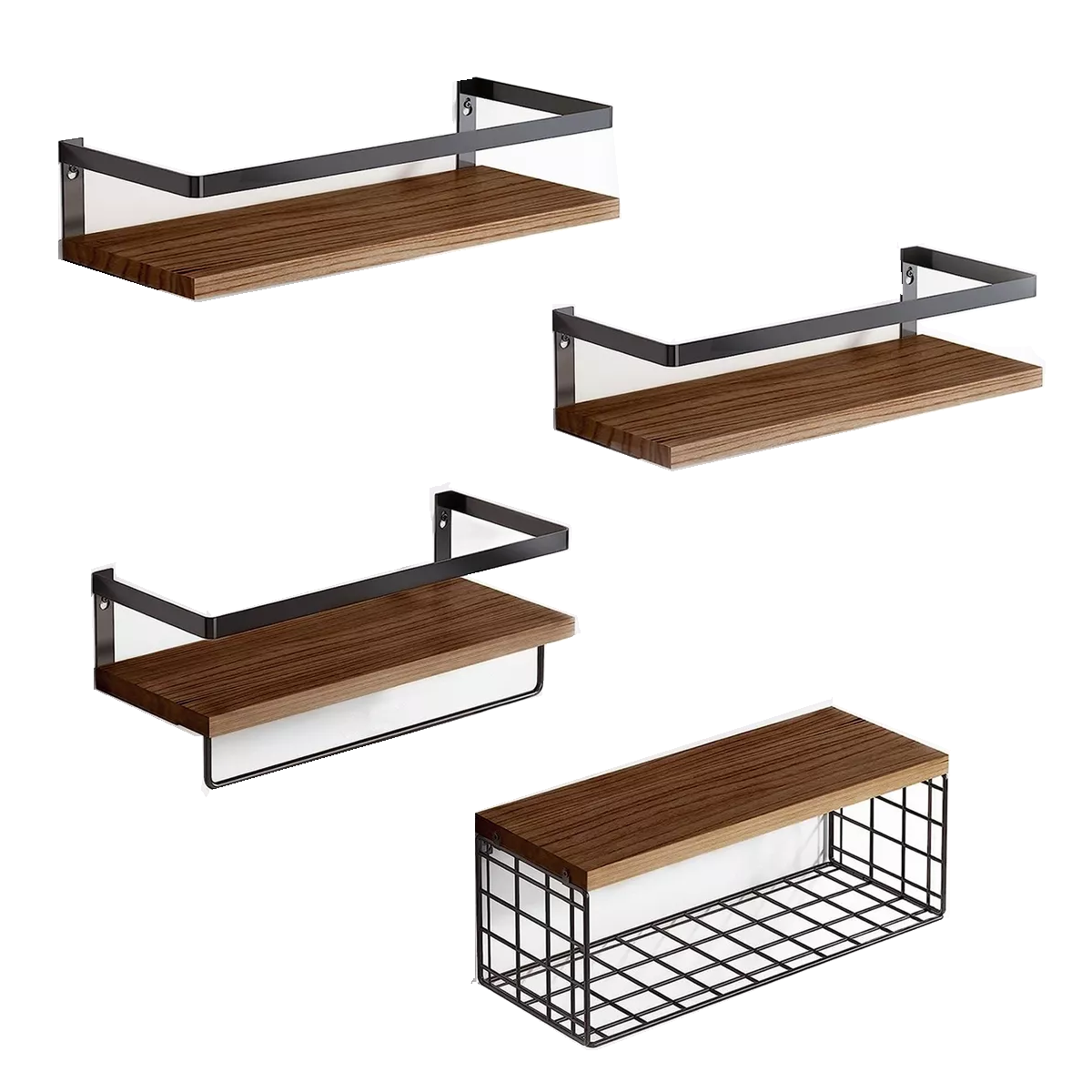4 Repisa Flotante Estante Madera Para Dormitorio Baño Eo Safe Imports Esi-17187 Multicolor