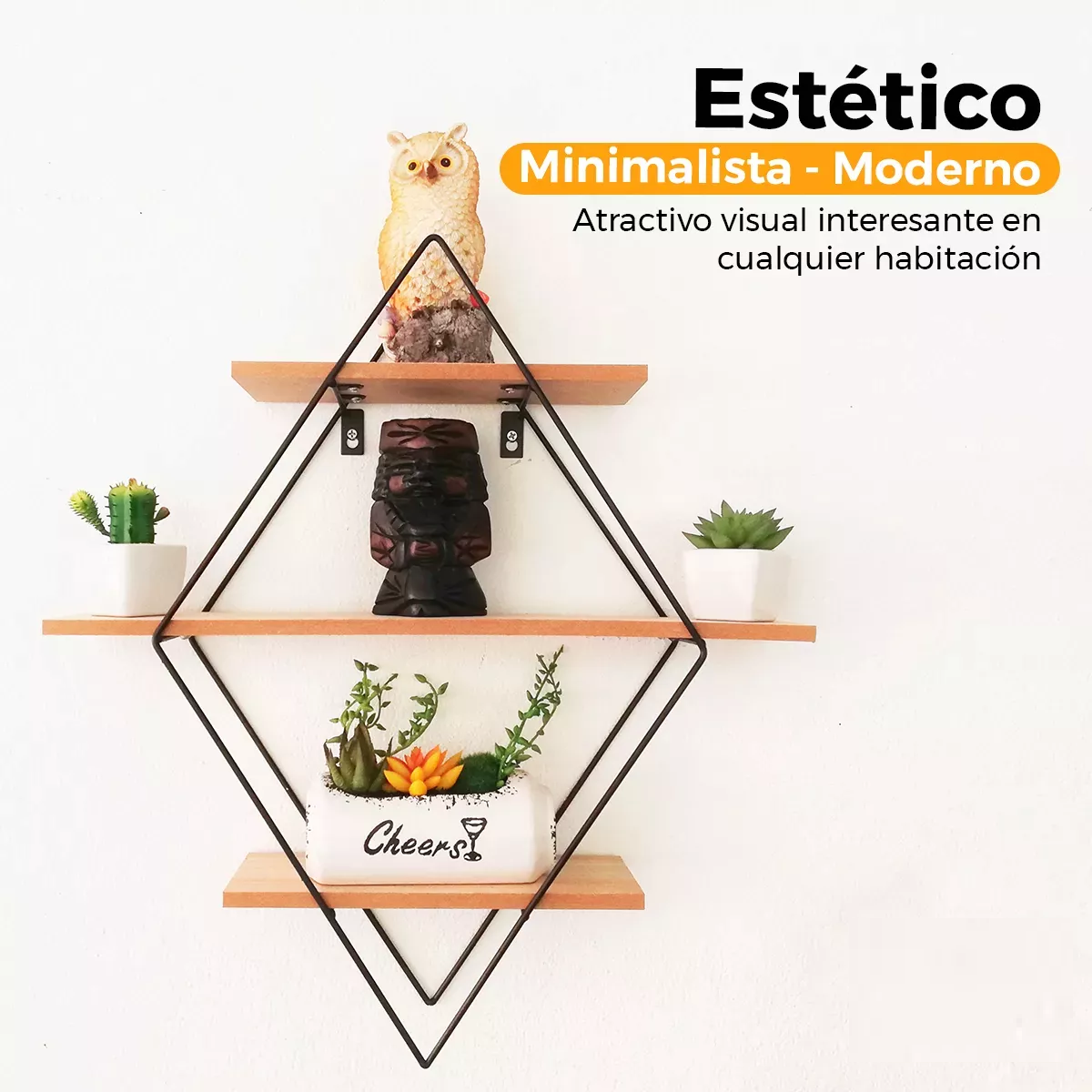 Foto 4 pulgar | Repisa Decorativa Flotante de Rombo Moderna Eo Safe Imports Multicolor