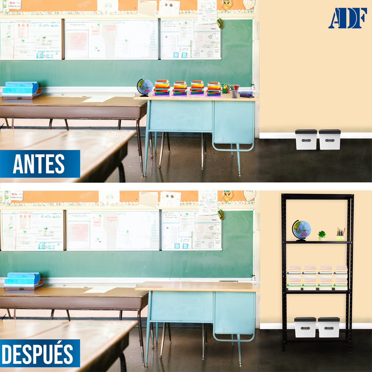 Foto 5 | Anaquel Metálico Adf Con 4 Repisas Estante Organizador 190x84x30 Cm. Color Negro
