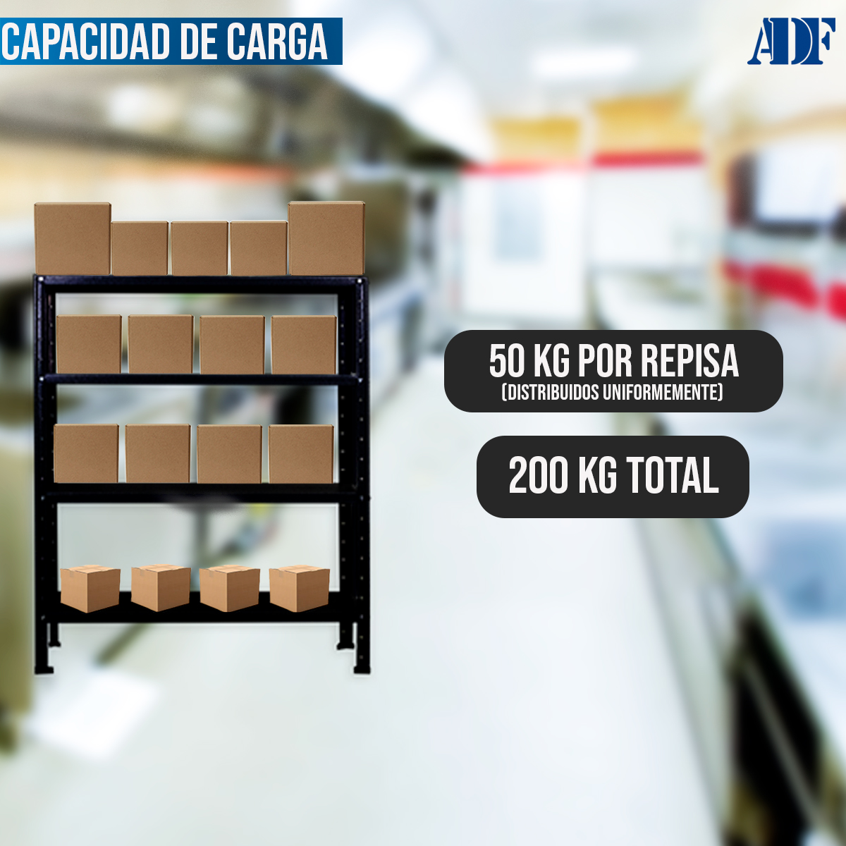 Foto 9 pulgar | Anaquel Metálico Adf Con 4 Repisas Estante Organizador 100x84x30 cm. Color Negro