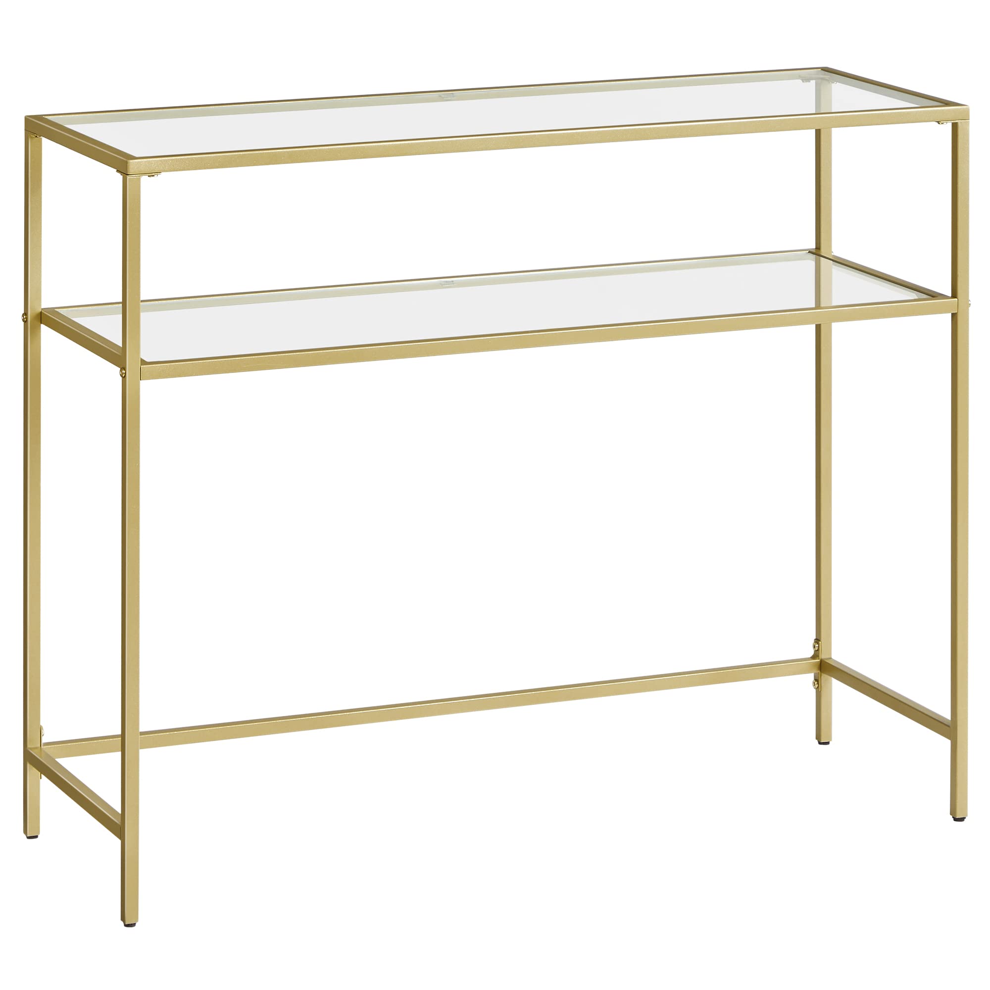 Vasagle Mesa De Consola, Mesa De Entrada, Marco De Metal, Extremo Del Sofá, Tablero De Vidrio Templado, Patas Ajustable