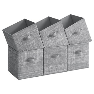 Foto 1 | Songmics Cubos De Almacenamiento De Tela No Tejida De 33 Cm Con Asas Dobles, Juego De 6, Organizadores De Armario, Gris