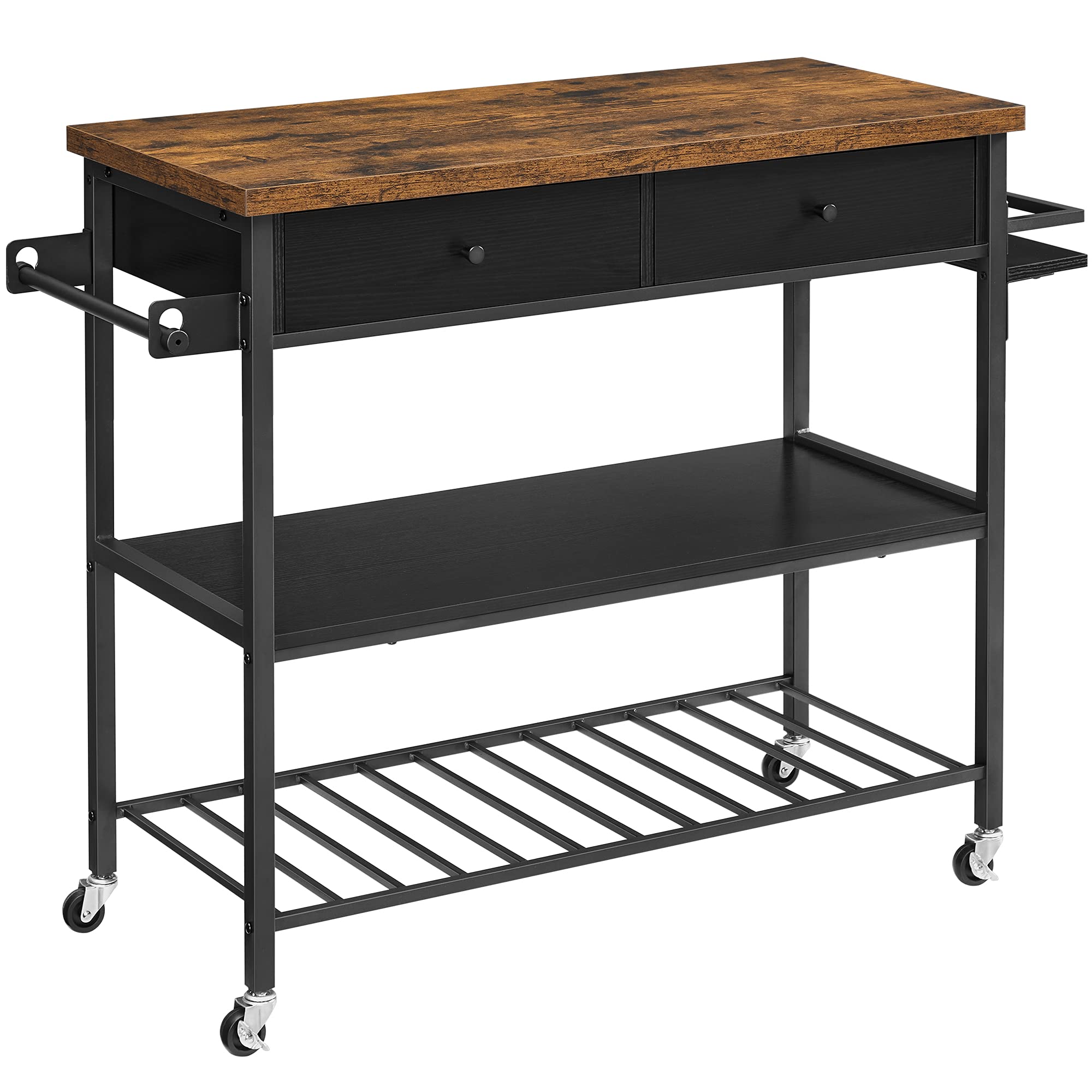 Foto 1 | Vasagle Isla De Cocina, Estantería Para Microonda, 119 X 45 X 91 Cm, Panadería De 3 Niveles, Con 2 Cajones, Marrón