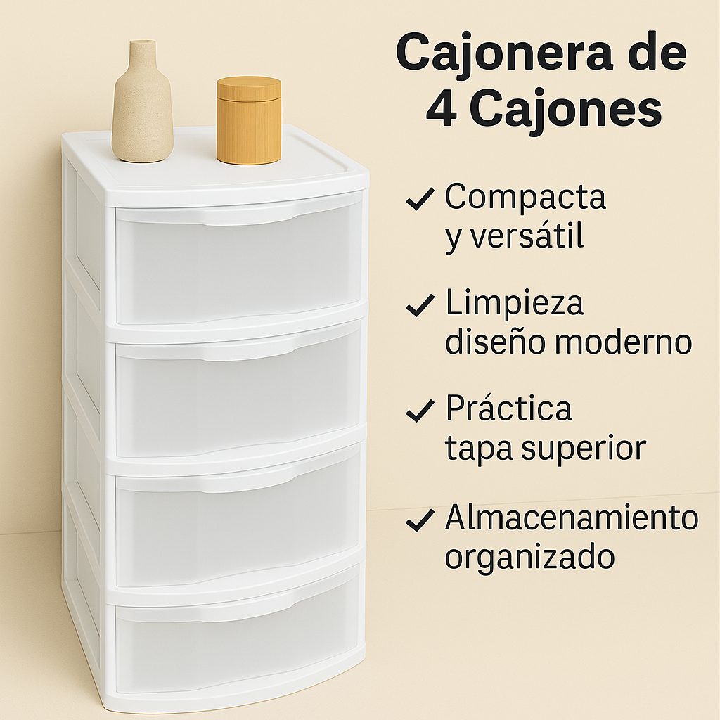 Foto 4 pulgar | Cajonera Organizadora 4 Cajones Blanco
