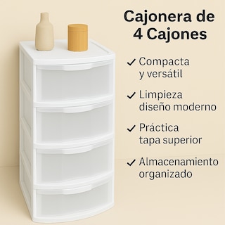Foto 3 | Cajonera Organizadora 4 Cajones Blanco