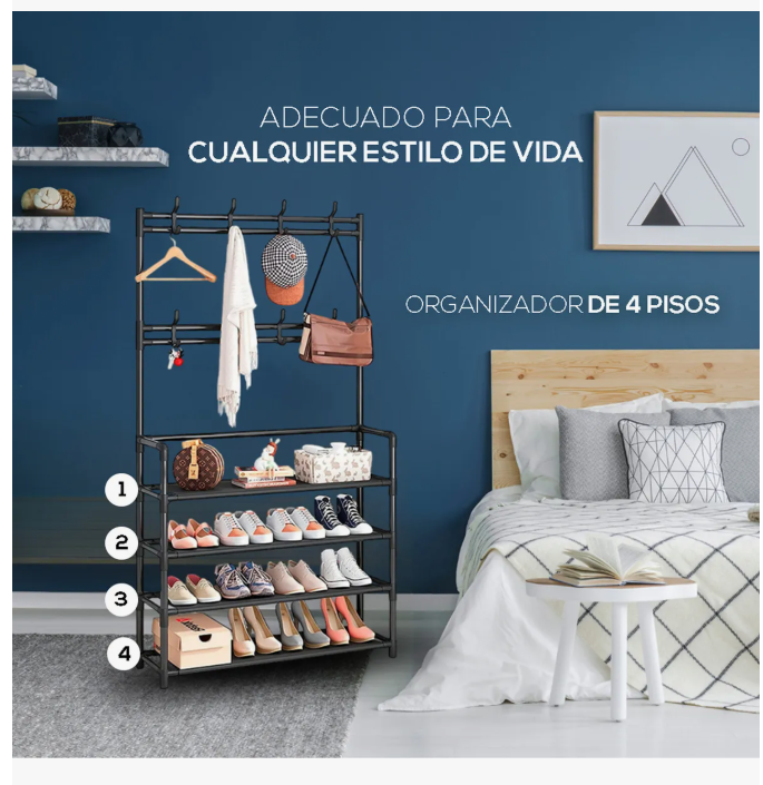 Foto 5 | Zapatero Xtellar 4 Niveles de Acero Inoxidable