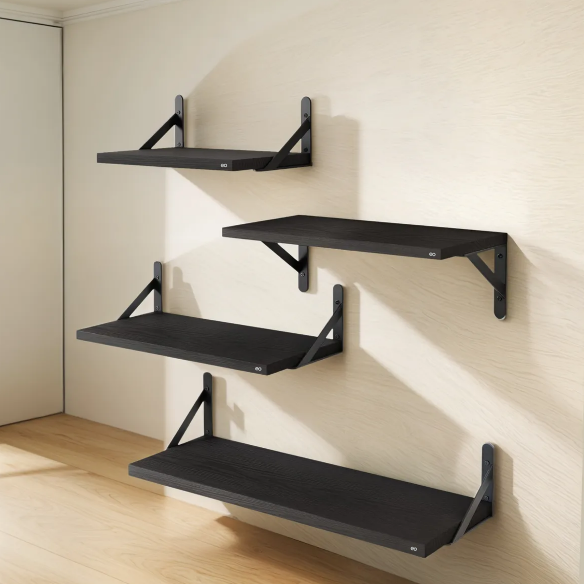 Foto 4 pulgar | Juego 4 Repisas Flotante Madera Minimalista Eo Safe Imports Esi-18875 Negro