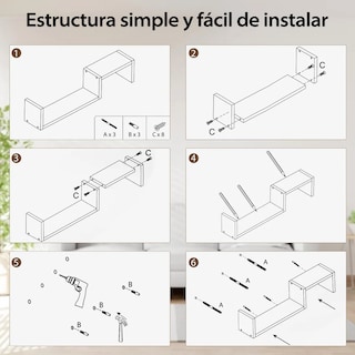 Foto 3 | Repisas Flotantes Minimalistas de Madera Negra 2 Piezas