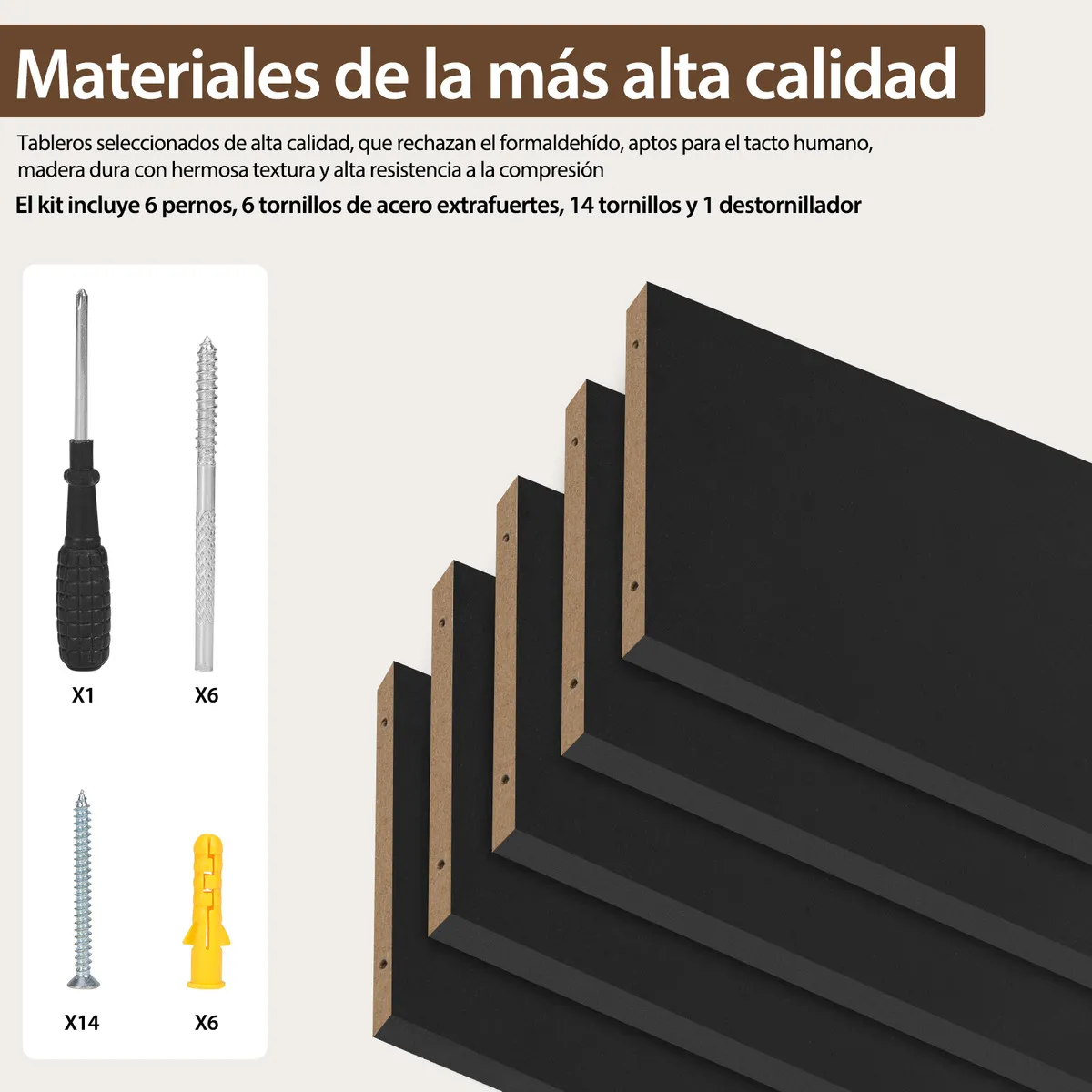 Foto 5 pulgar | Repisas Flotantes Minimalistas de Madera Negra 2 Piezas