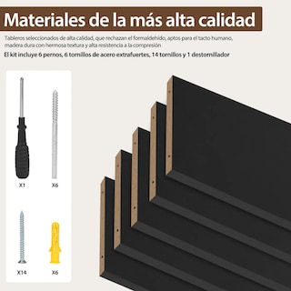 Foto 4 | Repisas Flotantes Minimalistas de Madera Negra 2 Piezas